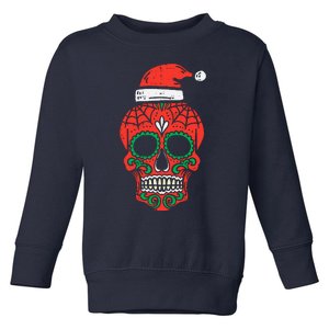 Sugar Skull Santa Hat Mexican Christmas Xmas Pj Toddler Sweatshirt