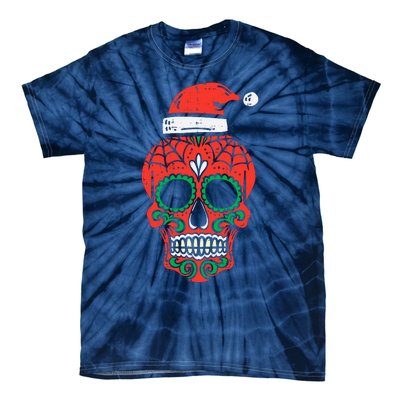 Sugar Skull Santa Hat Mexican Christmas Xmas Pj Tie-Dye T-Shirt