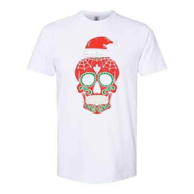 Sugar Skull Santa Hat Mexican Christmas Xmas Pj Softstyle® CVC T-Shirt