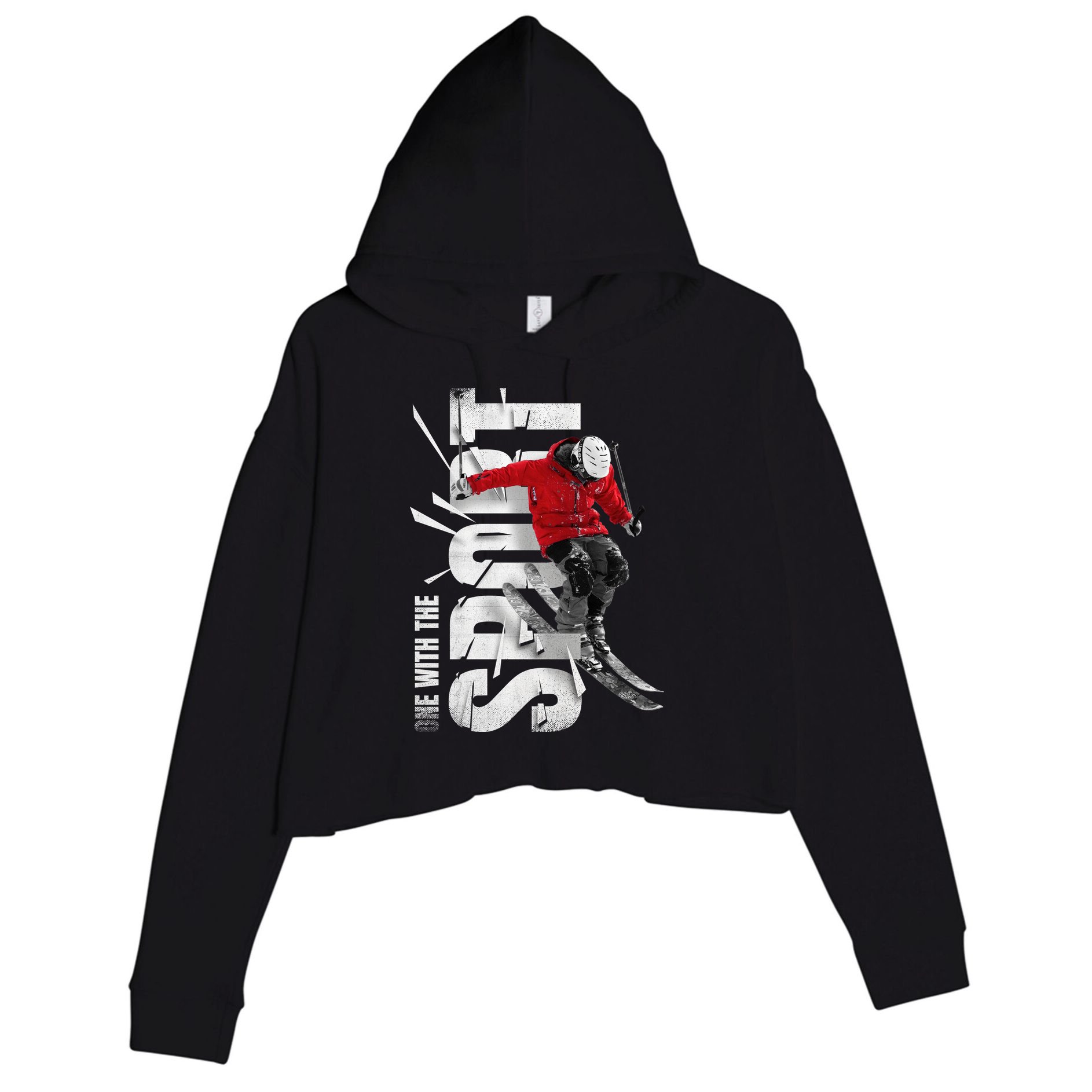 Snow Skiing Crop Fleece Hoodie
