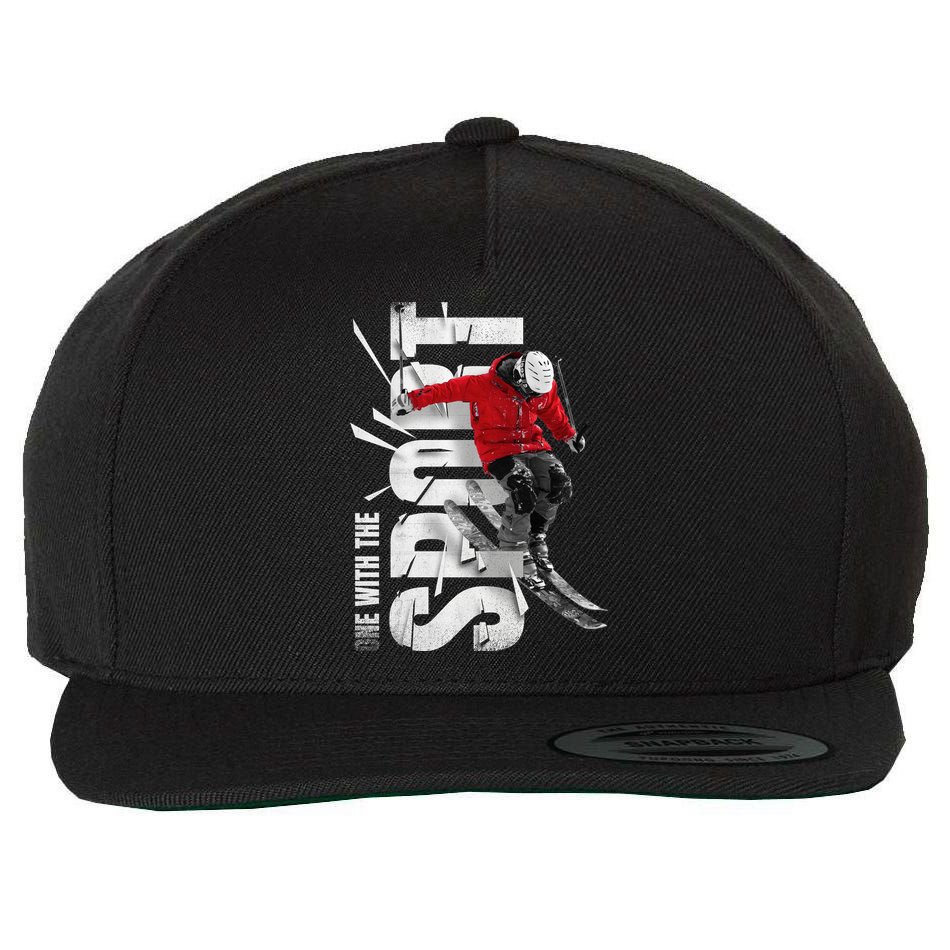 Snow Skiing Wool Snapback Cap