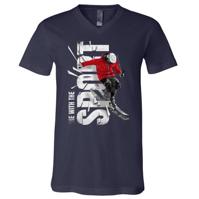 Snow Skiing V-Neck T-Shirt