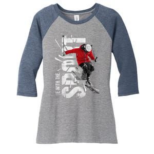 Snow Skiing Women's Tri-Blend 3/4-Sleeve Raglan Shirt