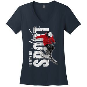 Snow Skiing Women's V-Neck T-Shirt