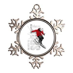 Snow Skiing Metallic Star Ornament