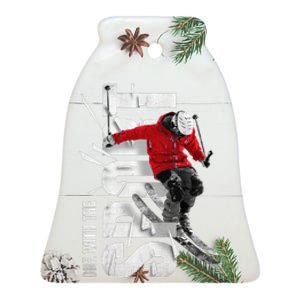 Snow Skiing Ceramic Bell Ornament