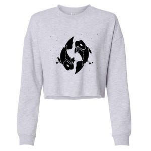 Star Sign Symbol Horoscope Pisces Zodiac Gift Cropped Pullover Crew