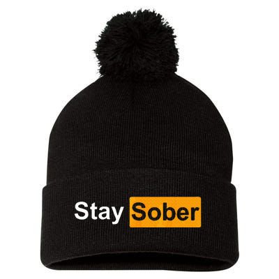 Stay Sober Pom Pom 12in Knit Beanie