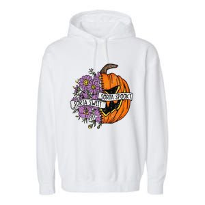 Sorta Sweet Sorta Spooky Floral Jack O Lantern Halloween Garment-Dyed Fleece Hoodie