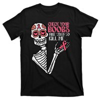 Sugar Skull Skeleton Breast Cancer Awareness T-Shirt