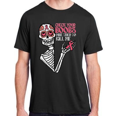 Sugar Skull Skeleton Breast Cancer Awareness Adult ChromaSoft Performance T-Shirt