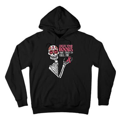 Sugar Skull Skeleton Breast Cancer Awareness Tall Hoodie