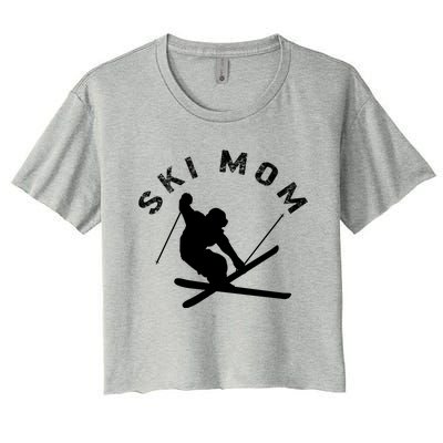 Ski Snowboard Skiing Mom Snowboarder Mountain Skier Mother Gift Women's Crop Top Tee