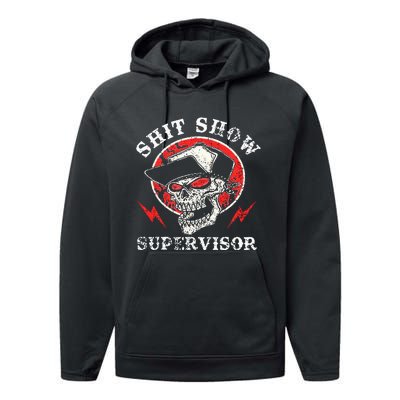 Shit Show Supervisor Skull Performance Fleece Hoodie