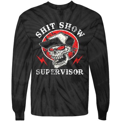 Shit Show Supervisor Skull Tie-Dye Long Sleeve Shirt