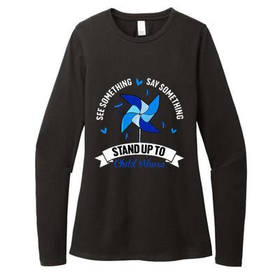 See Something Say Something Child Abuse Awareness Pinwheel Womens CVC Long Sleeve Shirt