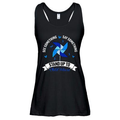 See Something Say Something Child Abuse Awareness Pinwheel Ladies Essential Flowy Tank