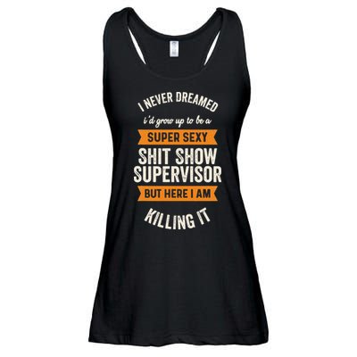 Shit Show Supervisor Funny Men Women Sarcastic Retro Novelty Ladies Essential Flowy Tank