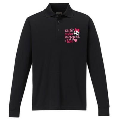 Soccer Sister Soccer Sis Funny Little Sister Biggest Fan Performance Long Sleeve Polo