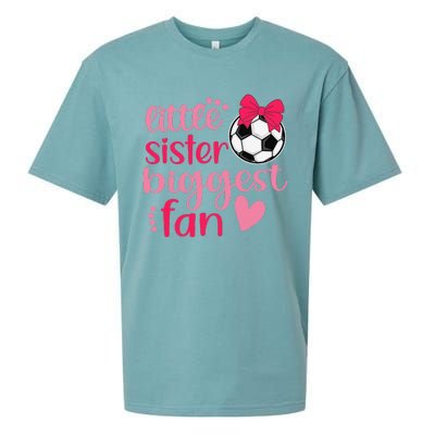 Soccer Sister Soccer Sis Funny Little Sister Biggest Fan Sueded Cloud Jersey T-Shirt