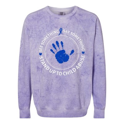 See Something Say Something Child Abuse Awareness Ribbon Colorblast Crewneck Sweatshirt