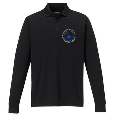 See Something Say Something Child Abuse Awareness Ribbon Performance Long Sleeve Polo