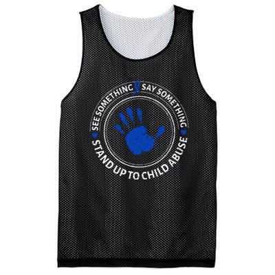 See Something Say Something Child Abuse Awareness Ribbon Mesh Reversible Basketball Jersey Tank