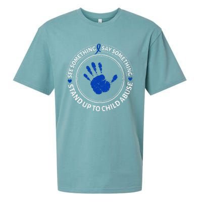 See Something Say Something Child Abuse Awareness Ribbon Sueded Cloud Jersey T-Shirt