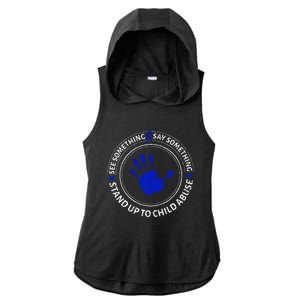 See Something Say Something Child Abuse Awareness Ribbon Ladies PosiCharge Tri-Blend Wicking Draft Hoodie Tank