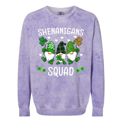 Shenanigans Squad St Patricks Day Gnomes Green Proud Irish Colorblast Crewneck Sweatshirt