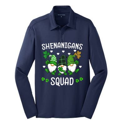 Shenanigans Squad St Patricks Day Gnomes Green Proud Irish Silk Touch Performance Long Sleeve Polo