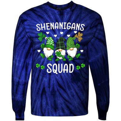 Shenanigans Squad St Patricks Day Gnomes Green Proud Irish Tie-Dye Long Sleeve Shirt