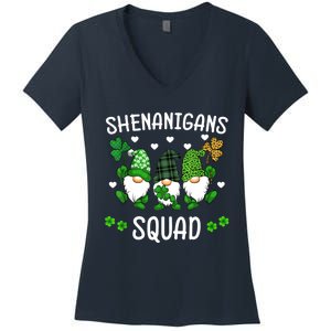 Shenanigans Squad St Patricks Day Gnomes Green Proud Irish Women's V-Neck T-Shirt