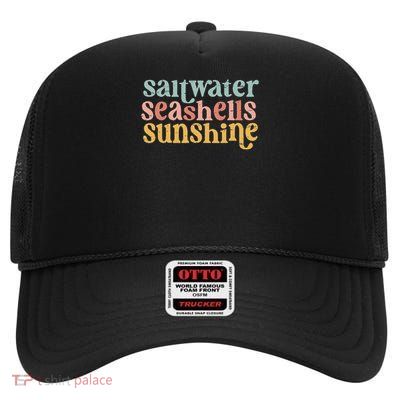 Saltwater Seashells Sunshine  High Crown Mesh Back Trucker Hat