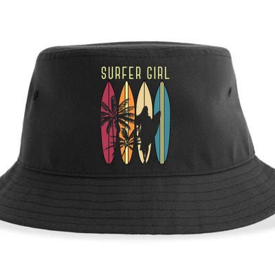 Surfer Surfboard Surfing Wo Surf Ocean Surfing Sustainable Bucket Hat
