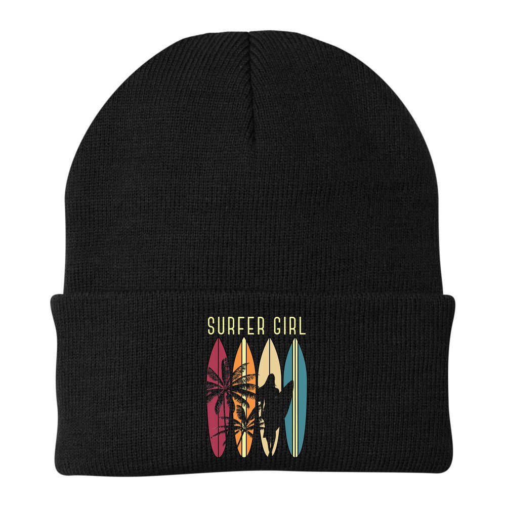 Surfer Surfboard Surfing Wo Surf Ocean Surfing Beanie