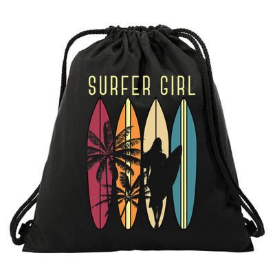 Surfer Surfboard Surfing Wo Surf Ocean Surfing Drawstring Bag