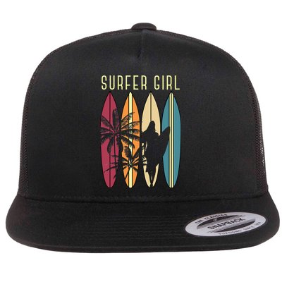 Surfer Surfboard Surfing Wo Surf Ocean Surfing Flat Bill Trucker Hat