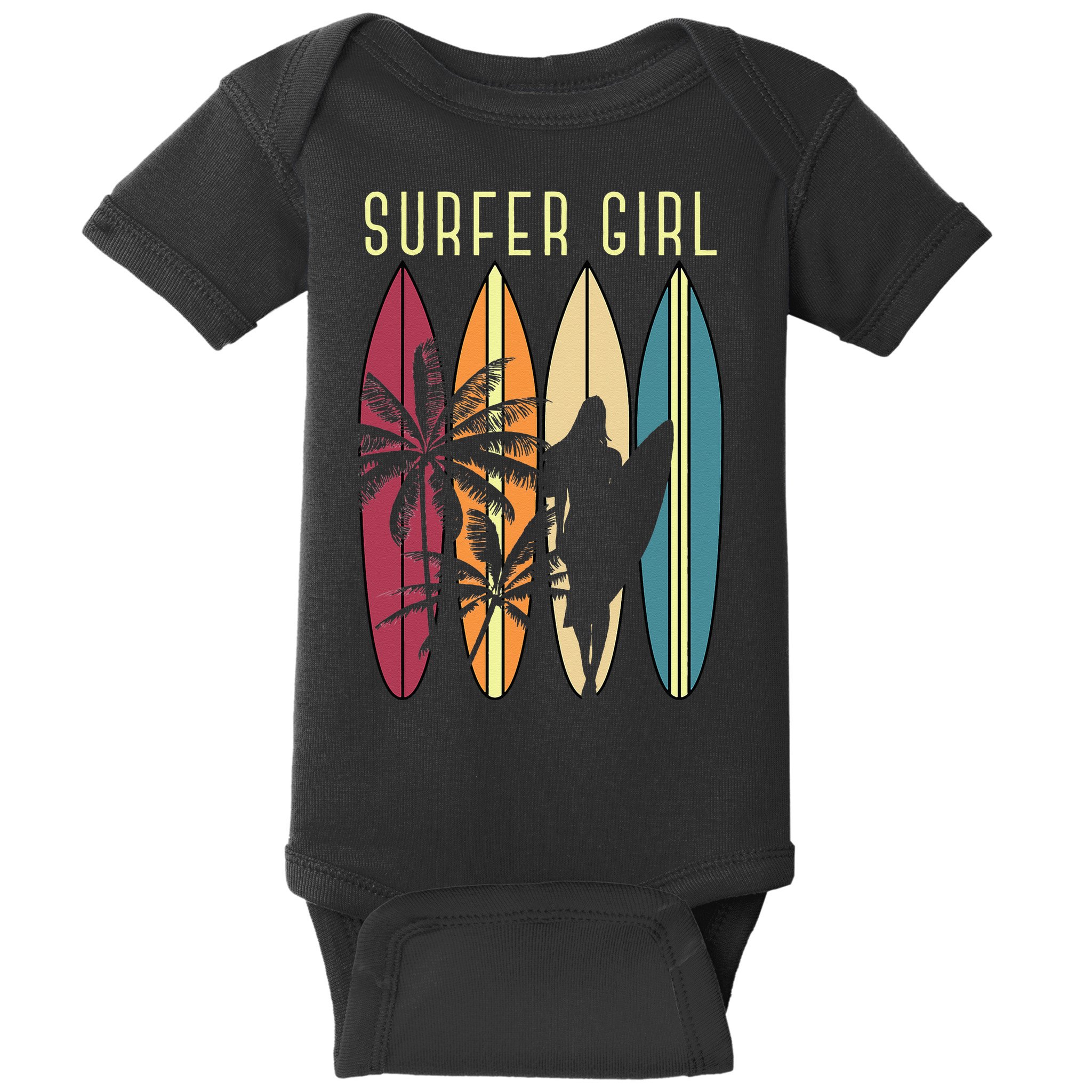 Surfer Surfboard Surfing Wo Surf Ocean Surfing Baby Bodysuit