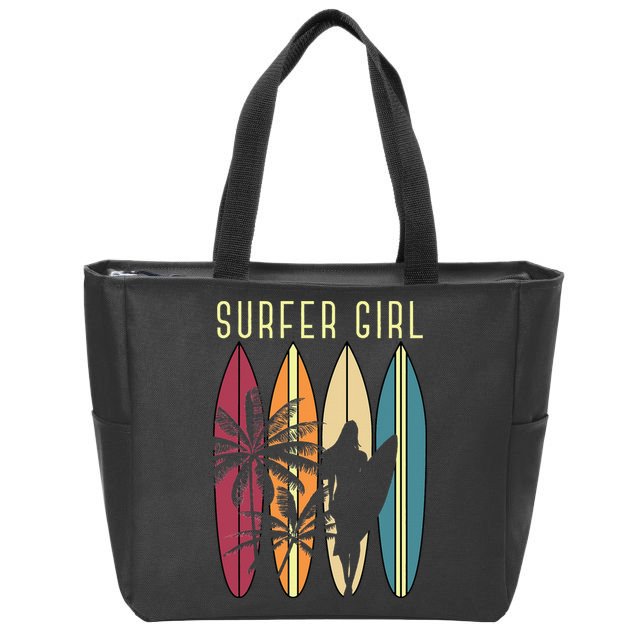 Surfer Surfboard Surfing Wo Surf Ocean Surfing Zip Tote Bag