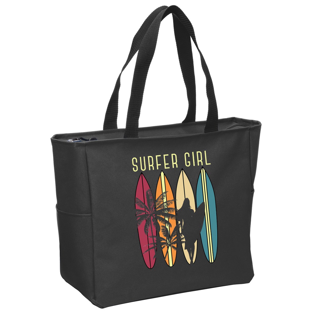Surfer Surfboard Surfing Wo Surf Ocean Surfing Zip Tote Bag