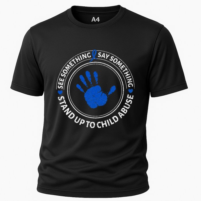 See Something Say Something Child Abuse Awareness Ribbon Cooling Performance Crew T-Shirt