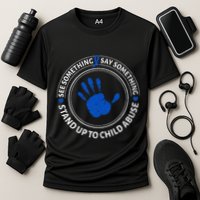 See Something Say Something Child Abuse Awareness Ribbon Cooling Performance Crew T-Shirt