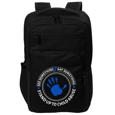 See Something Say Something Child Abuse Awareness Ribbon Impact Tech Backpack