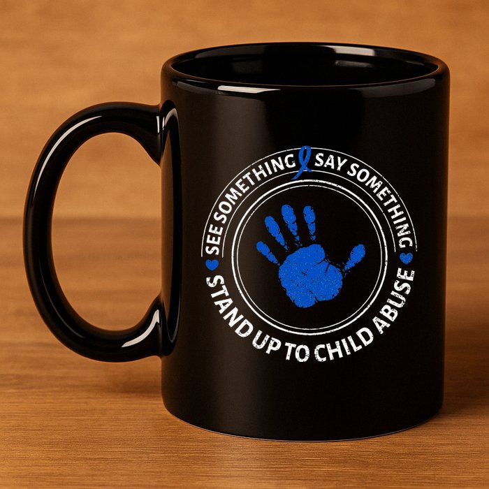 See Something Say Something Child Abuse Awareness Ribbon 11oz C Handle Ceramic Mug