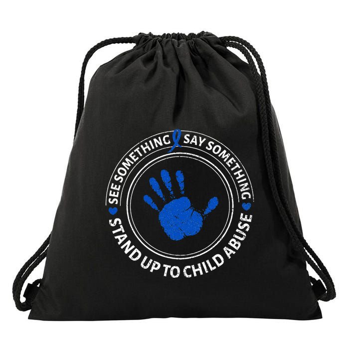 See Something Say Something Child Abuse Awareness Ribbon Drawstring Bag