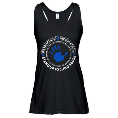 See Something Say Something Child Abuse Awareness Ribbon Ladies Essential Flowy Tank