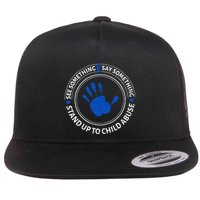 See Something Say Something Child Abuse Awareness Ribbon Flat Bill Trucker Hat
