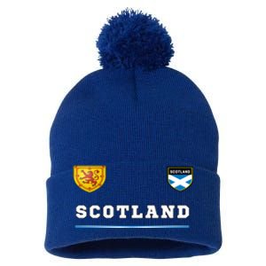 Scotland Sports Soccer Scottish Flag Football Pom Pom 12in Knit Beanie