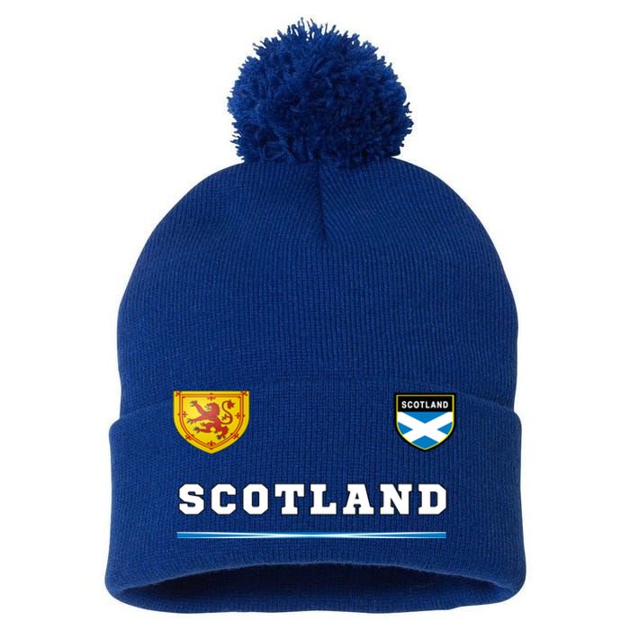 Scotland Sports Soccer Scottish Flag Football Pom Pom 12in Knit Beanie